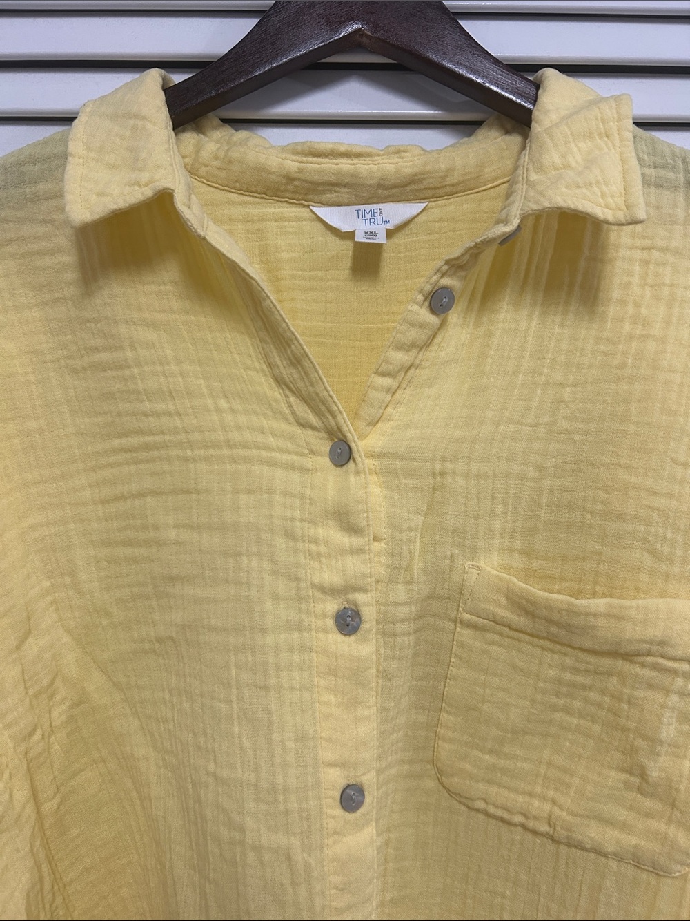 Lightweight Yellow Button-Up Gauze Shirt - Picture 2 of 4